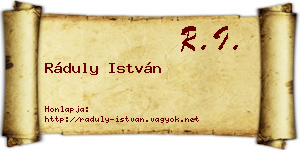Ráduly István névjegykártya